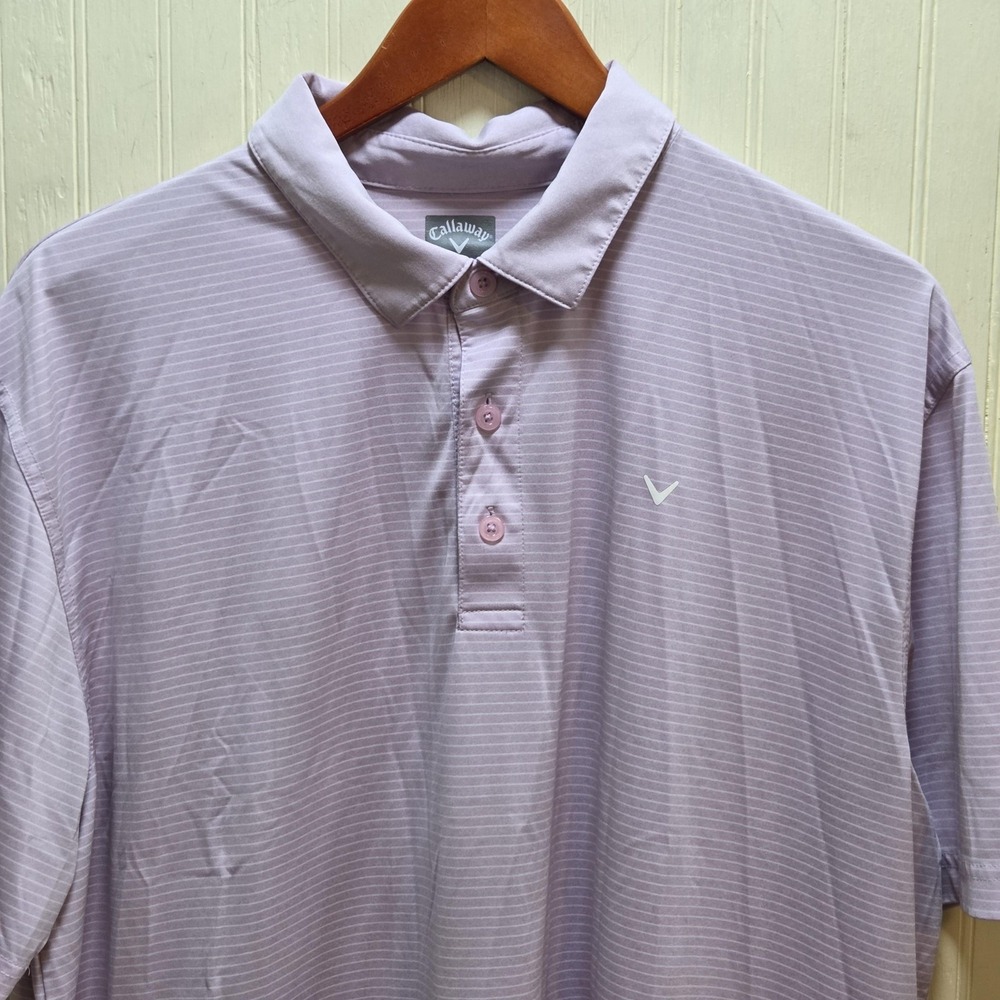 Callaway Opti-Dri Polo Shirt Mens XL Purple Stripe Moisture Wicking Golf Top